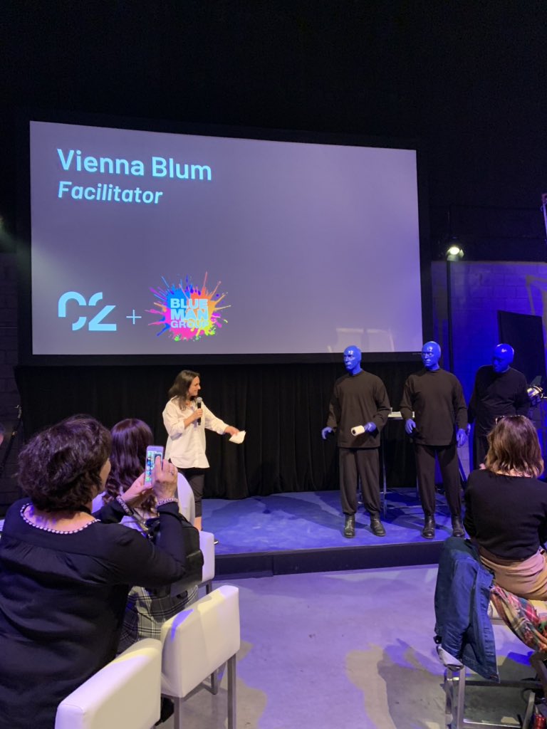 Mjlareau's tweet photo. Great workshop at @C2Montreal with Randall Jaynes from @BMGroupNews. Are You really aware? Animal listen with their all body. Practice full body deep breath. Discover your archetype to solv a challenge.  #blueman #bluemangroup #ibluemyself #C2M2019 https://t.co/Ux3kebchVI