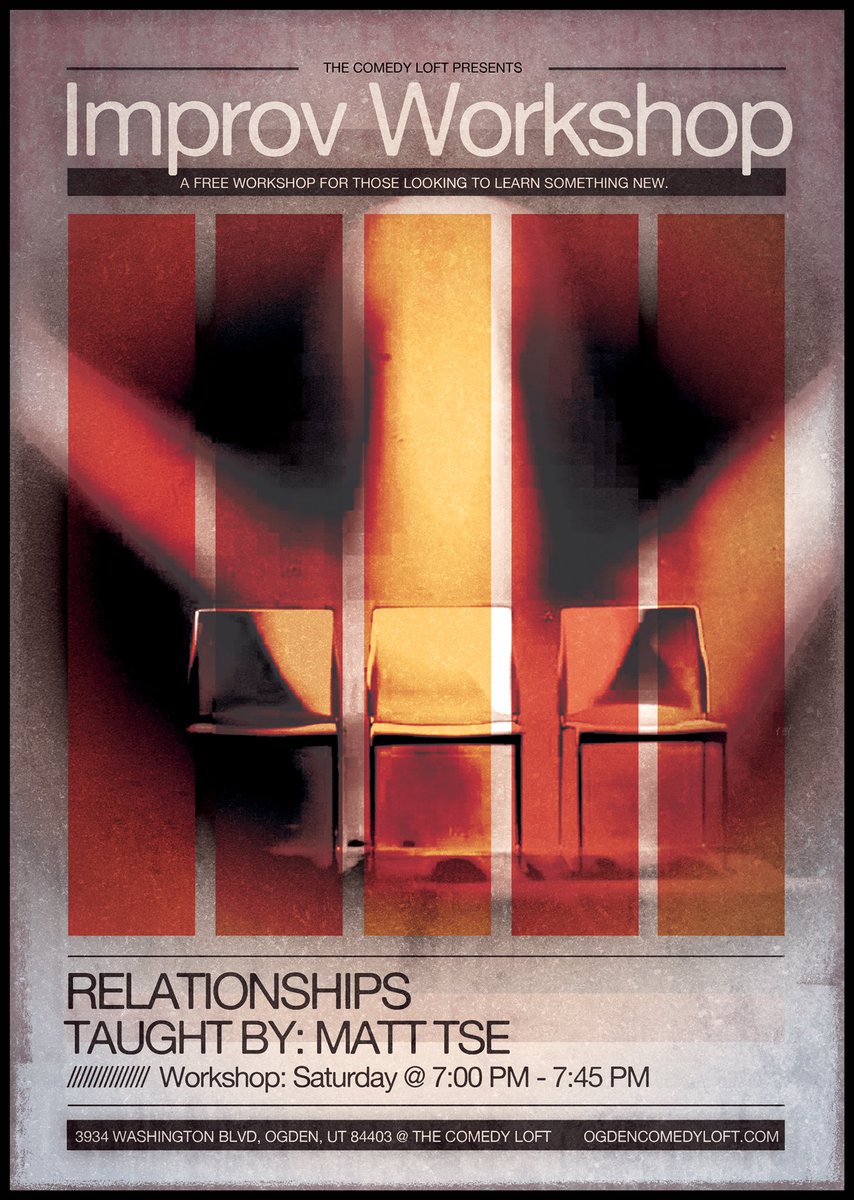 Matthew Tse is leading this week's free #improv workshop on Relationships. 
#OgdenComedyLoft  #ogdenimprov #improvcomedy #ogden #myogden #visitogden #indieogden #ogdenisawesome #ogdenarts #ogdencomedy #utahimprov