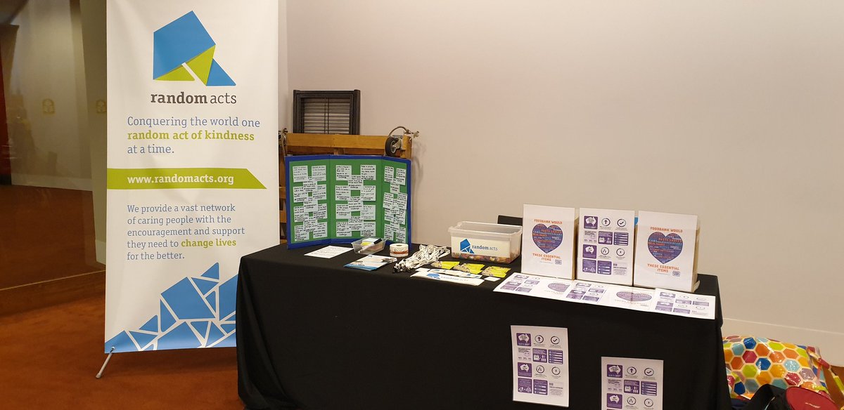 RAEventsTeam's tweet photo. AHBL10 - The Random Acts table is up and running. Please come and complete a kindness challenge or make a donation to the Melbourne Bank. #HUBKindnessCallenge #RandomActs https://t.co/NfKojYYkCs