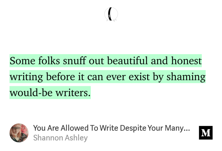 "You Are Allowed To Write Despite Your Many Issues" - <a href="/medium/">Medium</a> link.medium.com/2VjxsonTXW