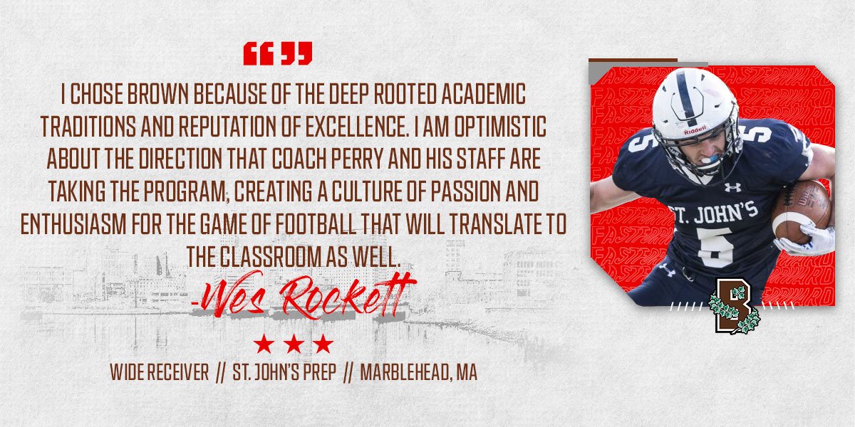 Meet the newest member of the <a href="/BrownUFootball/">Brown University Football</a> Family, Wes Rockett.

Welcome home <a href="/RockettWes/">Wes Rockett</a>!
#FastForward #GoBruno