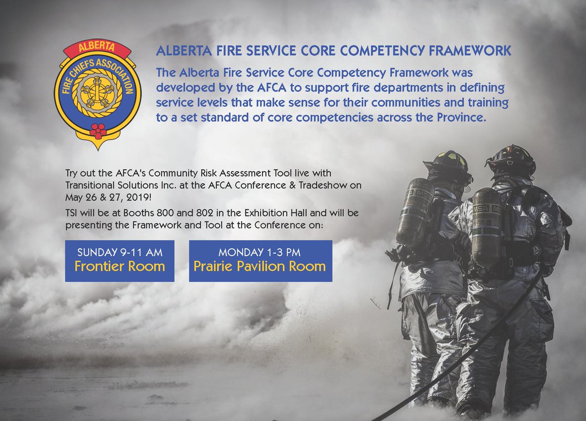 Learn more about our Core Competency Framework and try out our Community Risk Assessment Tool at the AFCA Conference and Tradeshow. Join us and <a href="/tsisolutionsyeg/">Transitional Solutions Inc.</a> at booths 800 and 802: Sunday from 9-11AM, and Monday from 1-3PM. See you there!