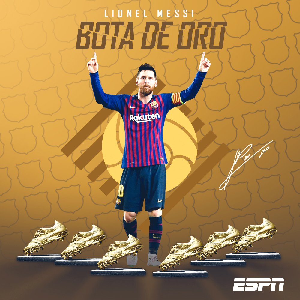 SC_ESPN's tweet image. Messi, el niño de Oro:
🏆⚽ 2009/10: 34 goles
🏆⚽ 2011/12: 50 goles
🏆⚽ 2012/13: 46 goles
🏆⚽ 2016/17: 37 goles
🏆⚽ 2017/18: 34 goles
🏆⚽ 2018/19: 36 goles