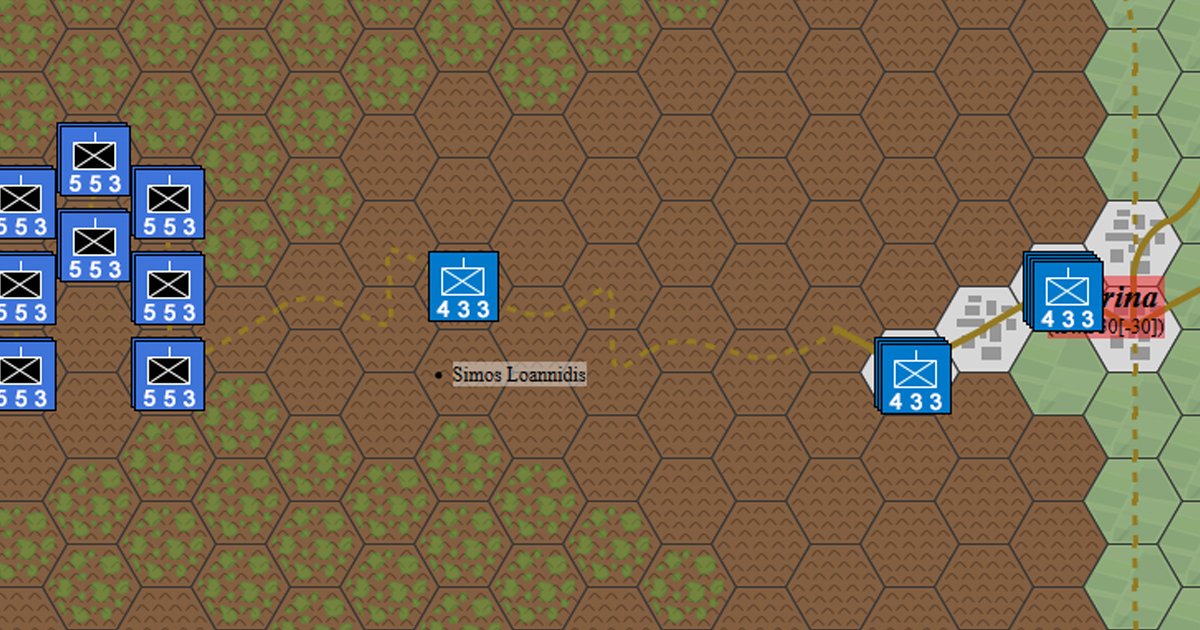 warbloghex's tweet photo. Battle of Florina -  1949 (Greek Civil War)

https://t.co/hvzrhzYwda

Democratic Army try ro take Florina but after three days of battle are repulsed.

#GreekCivilWar #Florina #BattleofFlorina #DemocraticArmy #GreekNationalArmy #hexcounter #wargames #onlinegames #games #wwarblog https://t.co/euWxObGBUR