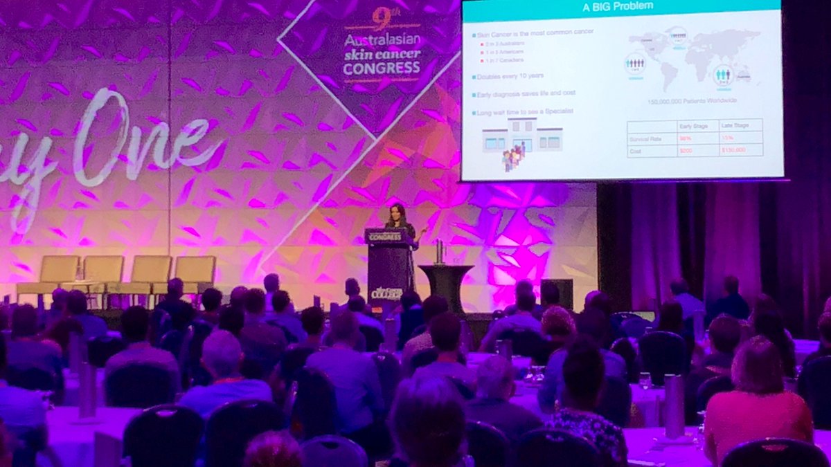 DermEngine's tweet photo. What an honour and privilege to have #MetaOptima's CEO @Maryam_Sadeghi present at the #Australasian #SkinCancer Congress! It's a great encouragement to have such an engaged audience sharing the power of #AI to transform the future of #IntelligentDermatology with DermEngine. https://t.co/ldkFZmlx2h