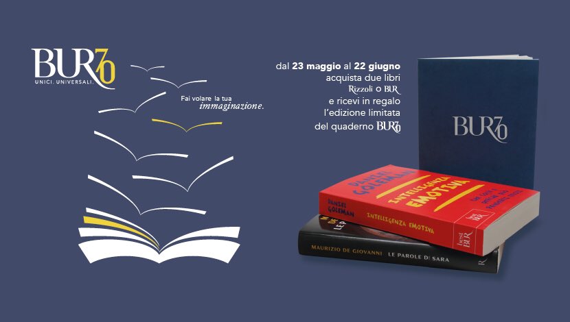 BUR_Rizzoli's tweet photo. Oggi giretto in libreria? Fino al #23giugno acquistando 2 libri in edizione #burrizzoli o #RizzoliEditore in omaggio un quaderno bellissimo dedicato a #Bur70! Scateniamoci! https://t.co/mYJz0AmBpb