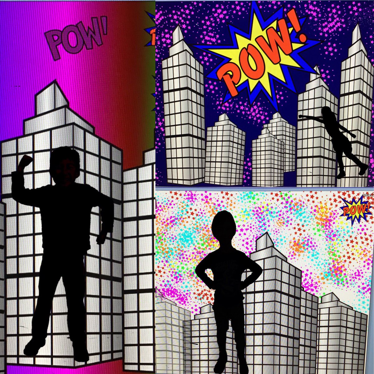 techytechsmith's tweet photo. Superhero Silhouettes thank you @fuglefun for always inspiring me to create something new! Printing these on magnets they will definitely make lovely end of the year gifts for parents or Father’s Day! #arted #ipaded #1stgrade #DMUSD #techytechsharks https://t.co/srVBkmp77l