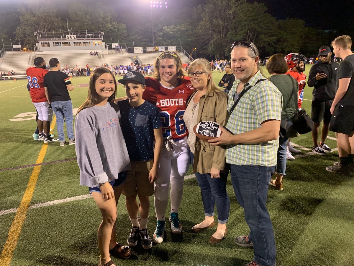 BruceMorgan8's tweet photo. Cocalico’s Garrett Longenecker was named the South team’s MVP in the Tri County All Star Football Game. He is shown here with his parents Kathy and Jason, sister Samantha and brother Aaryn. ⁦@kenbrenzie⁩ https://t.co/LugdT5rB91