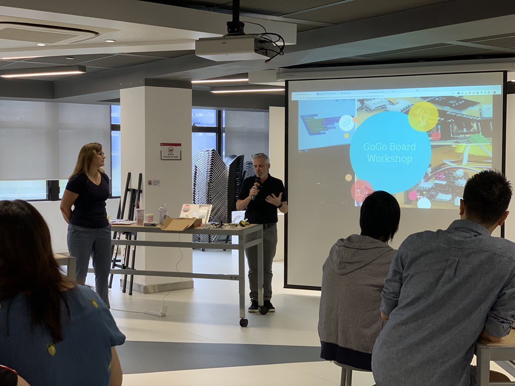 _EdShare's tweet photo. Wendy & @briancsmith leading a #gogoboard workshop @CISHK ~ fun and exciting day of learning, sharing, and building! #AppleEDUchat #ade2019 @kellyed121 @Elag87 @MsJanePYP #steamcamp #steam https://t.co/eMf5Xt8lOK