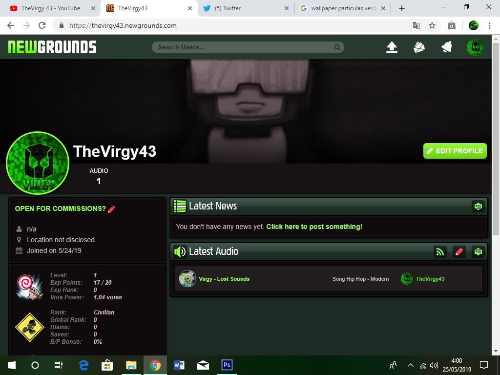 Pues nada, me hecho una cuenta en NewGrounds y pues subí "Lost Sounds" para ver que pex y jugar con ella en GD xd (cuando me la acepten los de niugraunds xdxd)