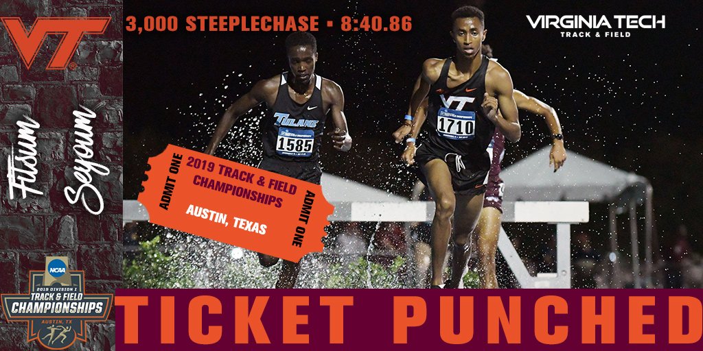 HokiesTFXC's tweet photo. #NCAATF | M 3,000 Steeplechase Quarterfinals

6. Fitsum Seyoum, 8:40.86

Seyoum finishes second in his heat to advance to NCAAs! https://t.co/3tJ5vDZ6LG