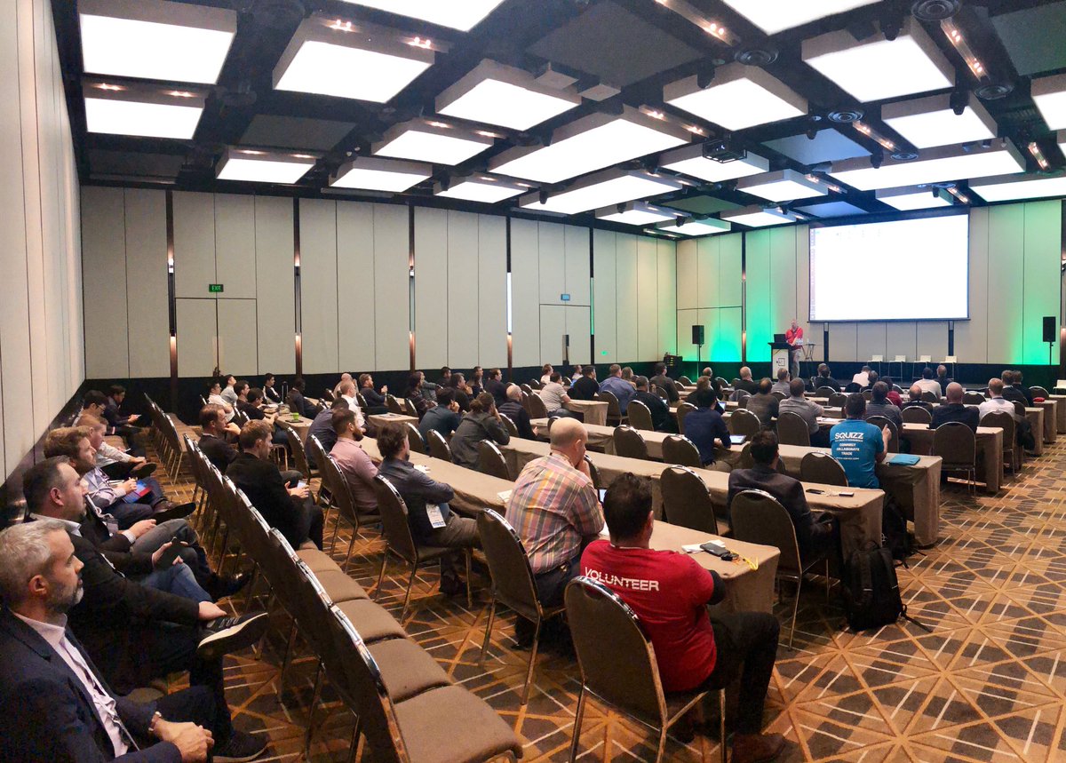 Packed room hearing from <a href="/geometrygym/">Geometry Gym</a> how to deliver to openBIM standards #openBIM #BILTANZ