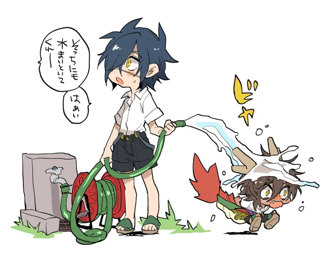 みず攻撃をうけたこくりちゃん 