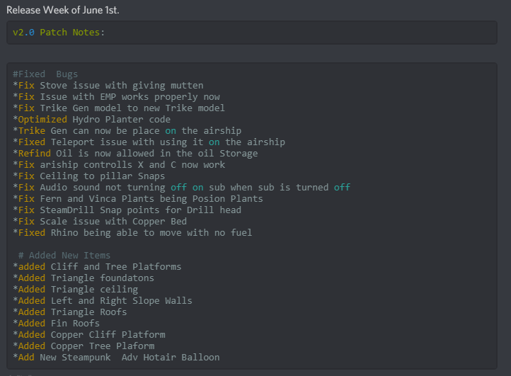iSPEZZ's tweet photo. #ArkSteampunkMod Updates Week of June 1st. Just giving people a heads up Patch notes may change, more items may be added to the mod before hand. #Arkmodding #ArkModProgram @survivetheark @ZenRowe @bubblywums @ComplexMinded #SteampunkMod #MadeWithUnreal https://t.co/6Re5T5bTcE