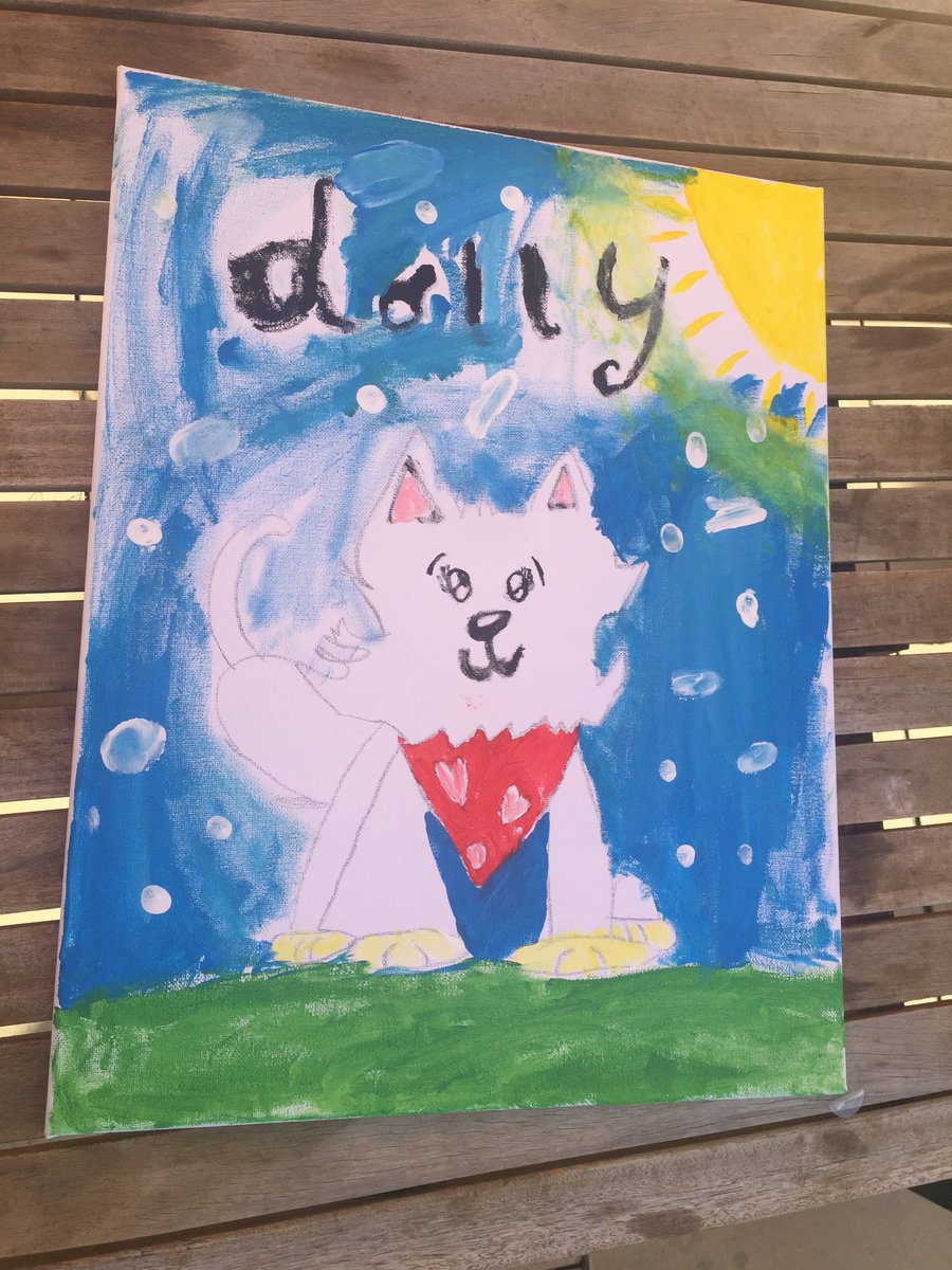 1puppy_Dogs's tweet photo. The kid painted a picture of me. She’s not bad for a 6 year old https://t.co/xB8wgQQR1T