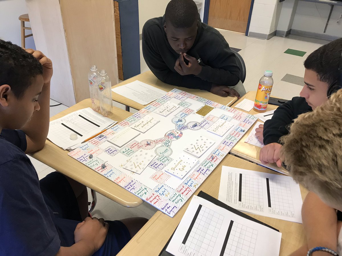 BellEducator's tweet image. Capped off our Macroeconomics unit with an assessment that allowed students to show mastery through designing board games. Thanks to my Econ guru and coworker Nick Schaefer for designing this activity! #letthekidshavefun #learningthroughdoing