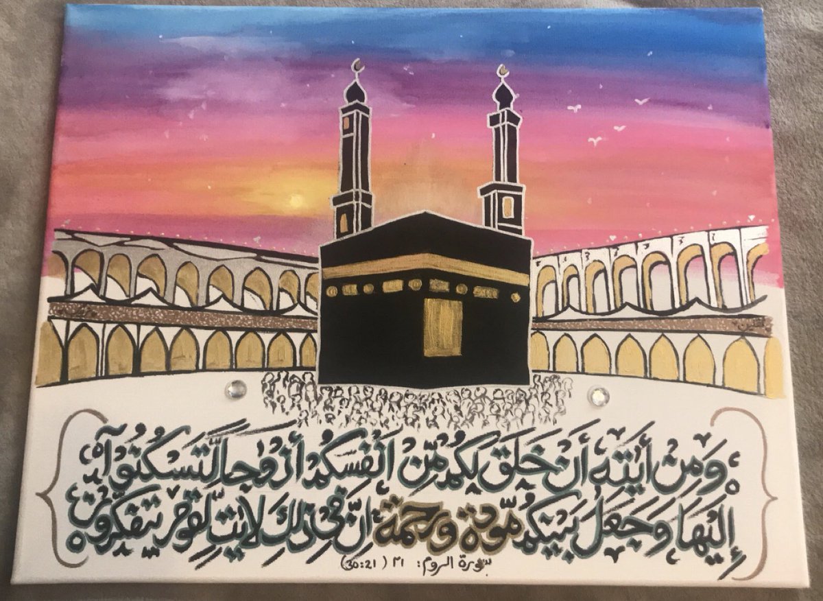 40cm x 50cm Holy Ka’bah canvas, made as requested by the brotherA gift to his wife  allahumma barikInstagram: zm_canvas_art