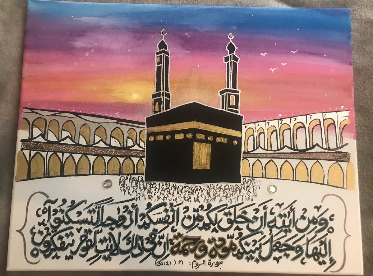 40cm x 50cm Holy Ka’bah canvas, made as requested by the brotherA gift to his wife  allahumma barikInstagram: zm_canvas_art