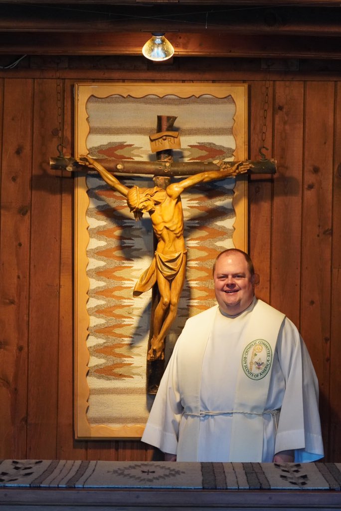 ShawnTunink's tweet photo. Today I celebrated my 11th anniversary of priestly ordination in “God’s Country” aka “Heaven on Earth (HOmE)” aka Philmont Scout Ranch. It’s quiet and cold here right now. But I do have a mother owl and her baby in the tree next to the chapel. God is good. @philmont #PhilStaff https://t.co/FOvsrhl23p