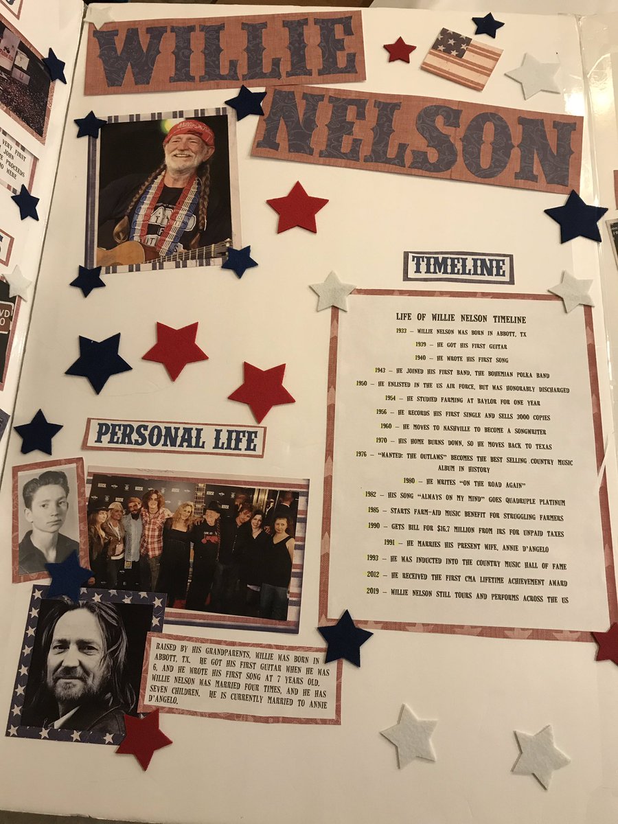 My little Ella Pearl did such a great job on her research project on  <a href="/WillieNelson/">Willie Nelson</a>. She’s his biggest fan. 😍