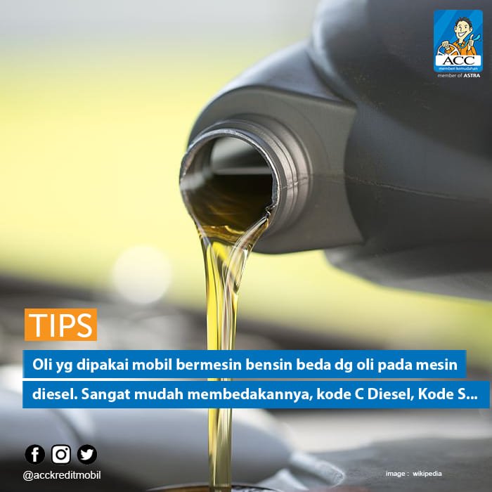 acconeid's tweet photo. Apakah oli untuk mobil diesel sama dengan yang dipakai mobil bermesin bensin? Jawabnya tidak! Lihat kode pada kemasannya. Oli untuk mesin diesel berkode C sedangkan mesin bensin kodenya S (di belakang kode API). Contoh API CH (mesin diesel) dan API SH (mesin bensin). #ACCautoTips https://t.co/cauA0hvVHG