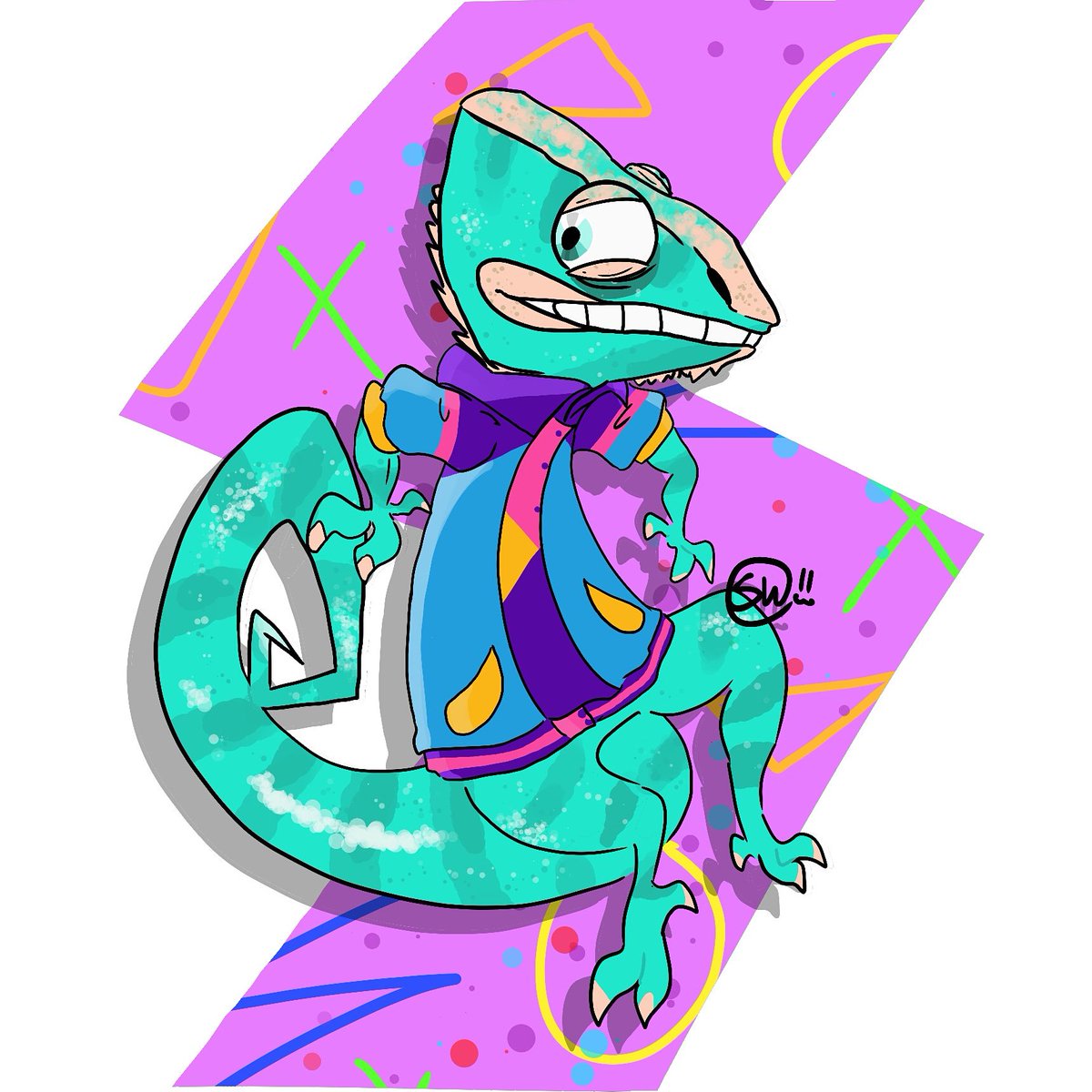 AllenDisco's tweet photo. Only 90s kids will remember uwu

Super late posting this here 
Commission for somevelvet_morning on Instagram

#90s #90sfashion #chameleon #digitalart #discodragonart #oc #characterart  #lizard https://t.co/TiJcqY3hJ3