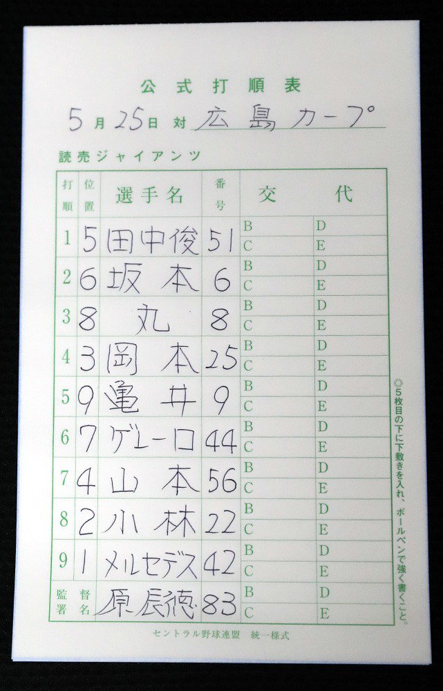 読売巨人軍 ジャイアンツ Auf Twitter 一軍 広島東洋カープ 戦 本日のスタメン 午後2時試合開始 東京ドーム メルセデス 坂本勇人 亀井善行 巨人 ジャイアンツ Giants 和と動 東京ドーム T Co Dtumvnqepd Twitter
