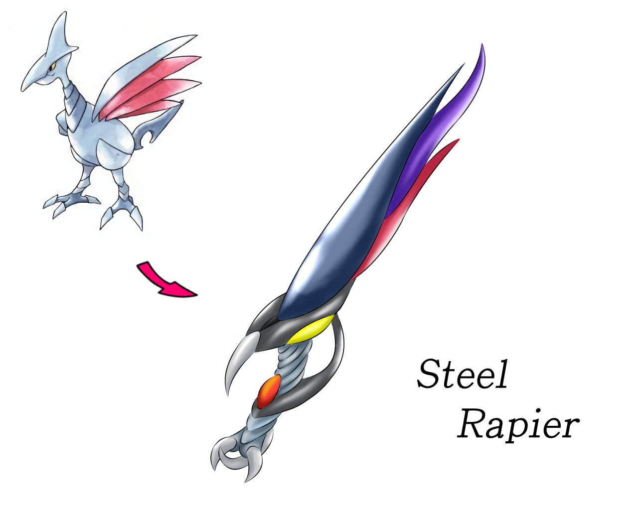 二匹で一匹 2hiki Odfs ポケモン図鑑のランダム表示で出たポケモンを武器イメージ化 エアームド シャープなレイピアっぽい刀っぽい感じのやつ ちょっと元ネタに寄りすぎた 描いた後気付いたけどこれ 刃が逆だわ ポケモン絵 T Co 2bjcztoall