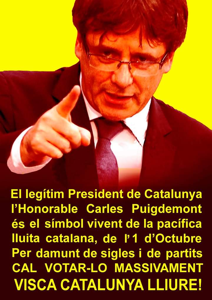 Tot i que jo no sigui de dretes votaré el President exiliat. Em farà una mica de mal la mà quan voti la dreta, però és un vot d' urgència ètica. 
Aquí un rètol de la <a href="/NeusDalmau/">neus dalmau coromina</a>
Per a les municipals no votaré la dreta per a res. Gràcies.