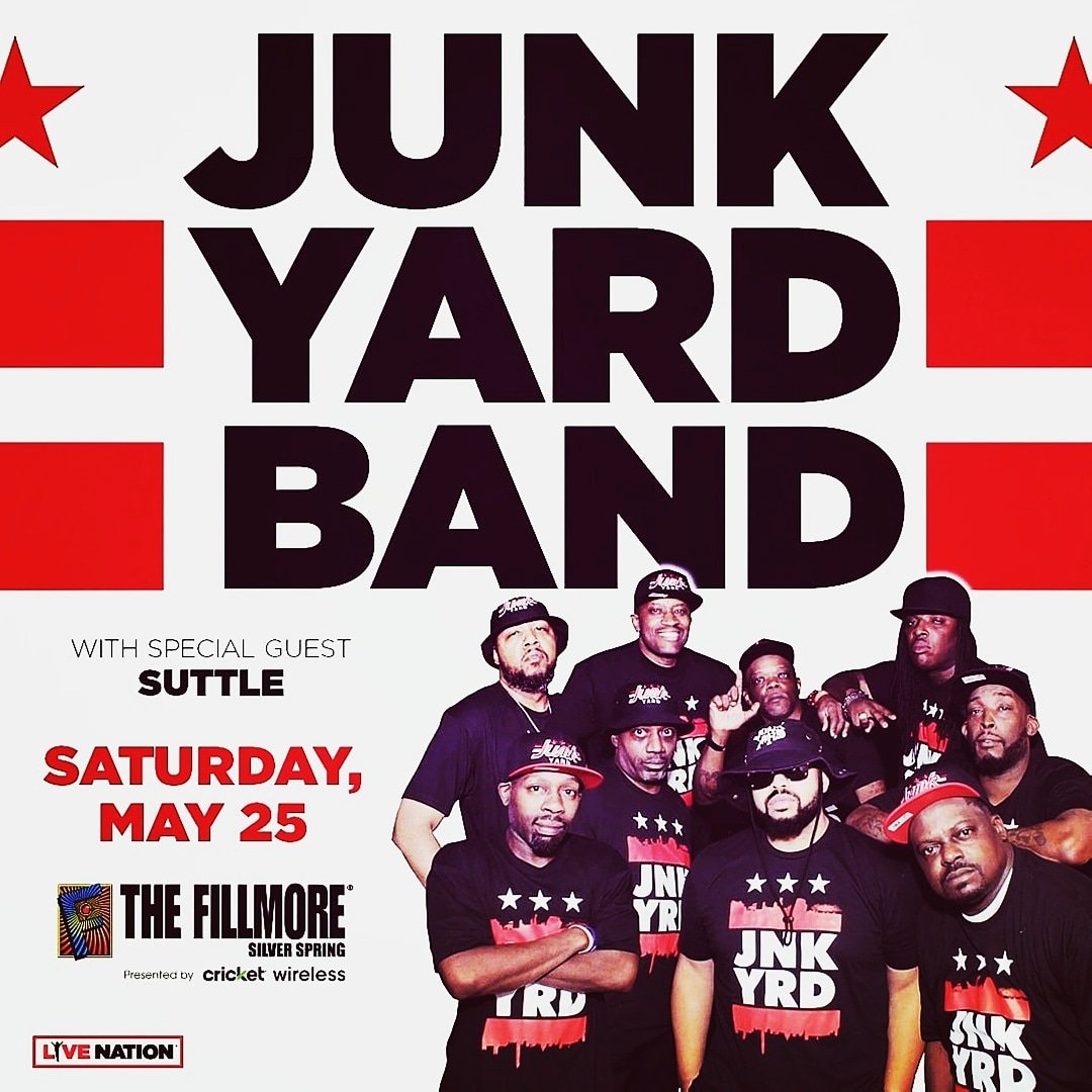 squadsuttle's tweet photo. IT'S GOING DOWN SATURDAY NIGHT LIVE AT THE FILLMORE SILVER SPRING  JUNK YARD BAND 🔥 w/ SPECIAL GUEST🔥 SUTTLE!!! SHOWTIME @ 8P | #prettinikki #moody #kendall #suttle #squadsuttle #suttlesquad #suttlethoughts #onebandonesound #fillmore #junkyardband https://t.co/GsR0PSw4jv