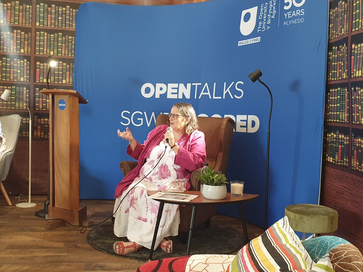 OUCymru's tweet photo. Prof. @MonicaGrady talking about the chance of life beyond Earth in Serious Reading Room @hayfestival @SeriousReaders #OU50 https://t.co/gFMwSf8gDL