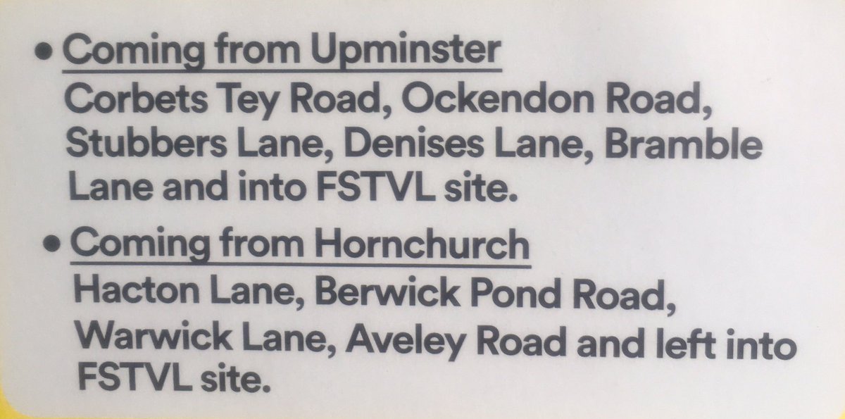 LondonTrafficW1's tweet image. We Are Festival Upminster taxi pick up and drop off information 
#FSTVL