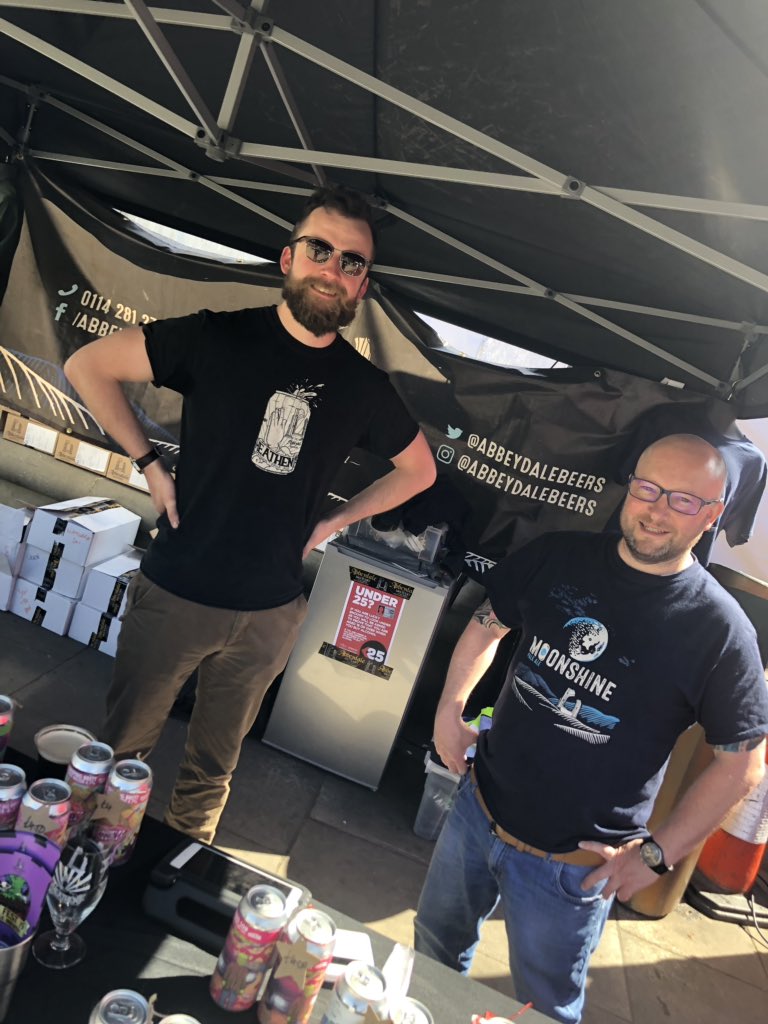 AbbeydaleBeers's tweet photo. Scott and Mick are all set up and ready for day two of @sheffoodfest, theyโre right in front of the demo tent. Go say hello ๐ #FoodFestival #Sheffield #ColdCans #BankHolidayWeekend https://t.co/BXgrXzVoOY