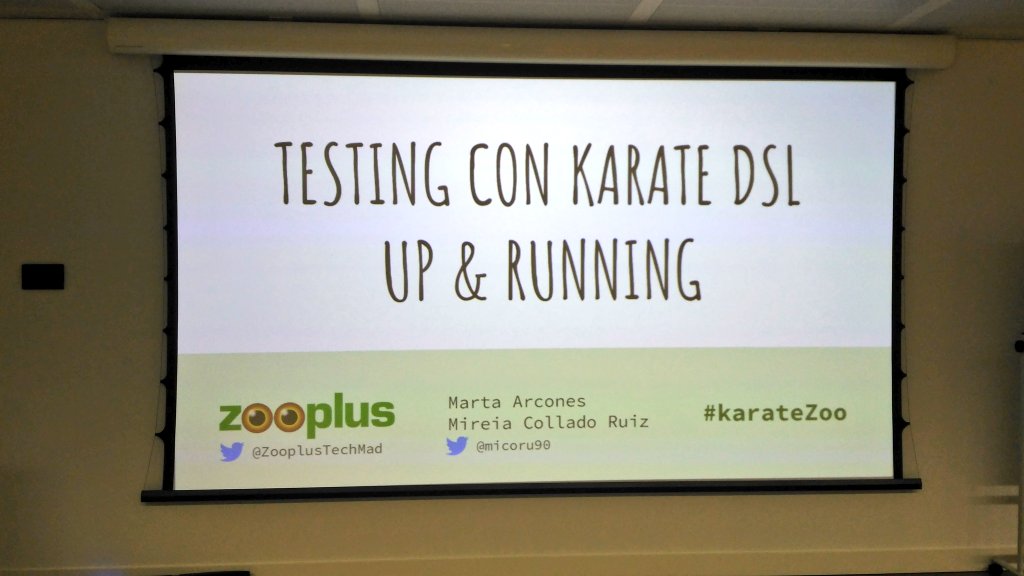 ayuve's tweet photo. Tercera de las charlas de #somoscodenares
"Testing con karate dsl" por @micoru90 https://t.co/fSUyYsFxte