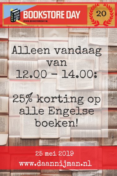 Vandaag is het #bookstoreday2019 🎊 
We beginnen al vroeg, 08.30 uur, met de grote Tassen Vullen Opruiming. Daarna nog veel meer moois. Tot zo!