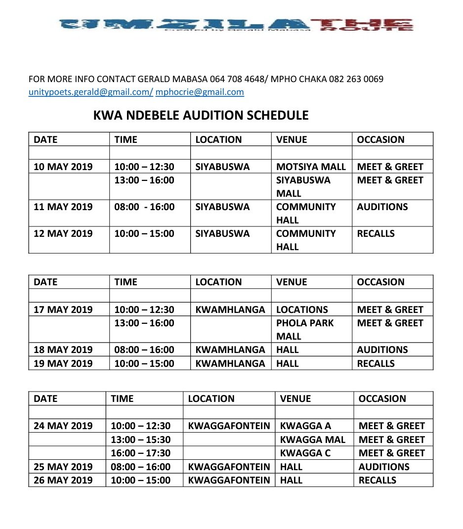 Somnyanya's tweet photo. #NdebeleTwitter
#Kwagga #Tweefontein #Vlaaklagte #Gembok #Verena #Mathys #Matshiding
Ningalibali ukuhlolwa kwabalingisi okwenzelwa umdlalo #UmzilaTheRoute ozok'dlala ku @Official_SABC1
π Kwagga Community Hall ββ ngo8:00
Cc @mbelesi73 @Phyxics_SA
Itjhudu lodwa https://t.co/sqFk3RLjR6