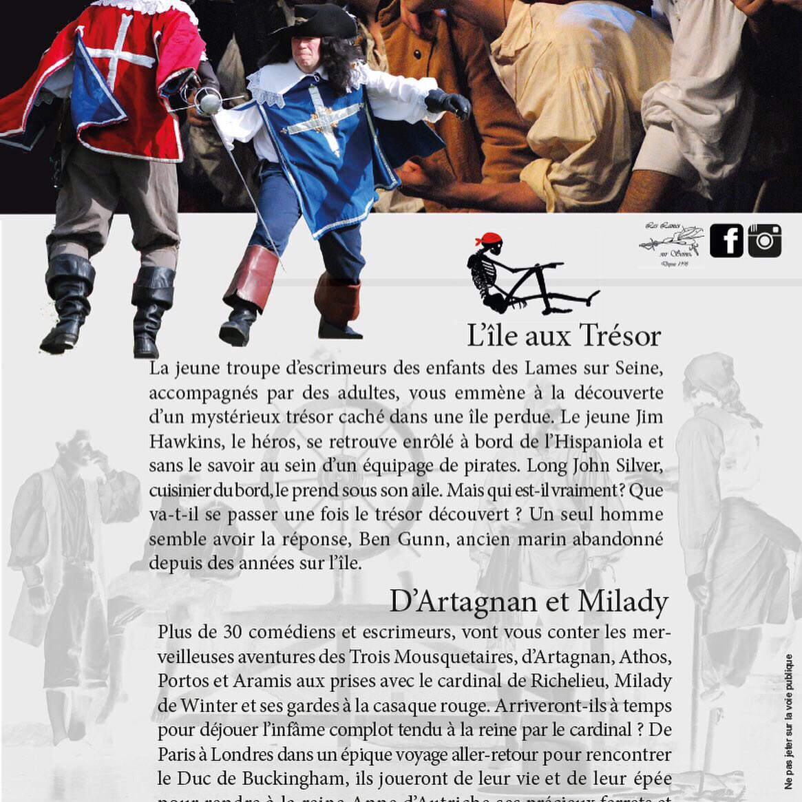 LamesSurSeine's tweet photo. Dernier spectacle ce soir samedi 25 mai à 19h45 à l’ancien #theatredeneuilly avec l’#ileautresor et les trois #mousquetaires. Venez nombreux. #escrimeartistique #stagefencing #duel #escrime #espace167 @LamesSurSeine @VilledeNeuilly https://t.co/fZlMbI0RVq