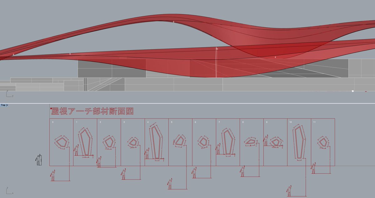 Aka على تويتر 結局断面から適用させるのは時間的に実装できなそうだったので Nurbs曲線を操作して結果を断面図で確認するというごり押しに Archicadで複数の断面形状をsweepできるんでしょうか