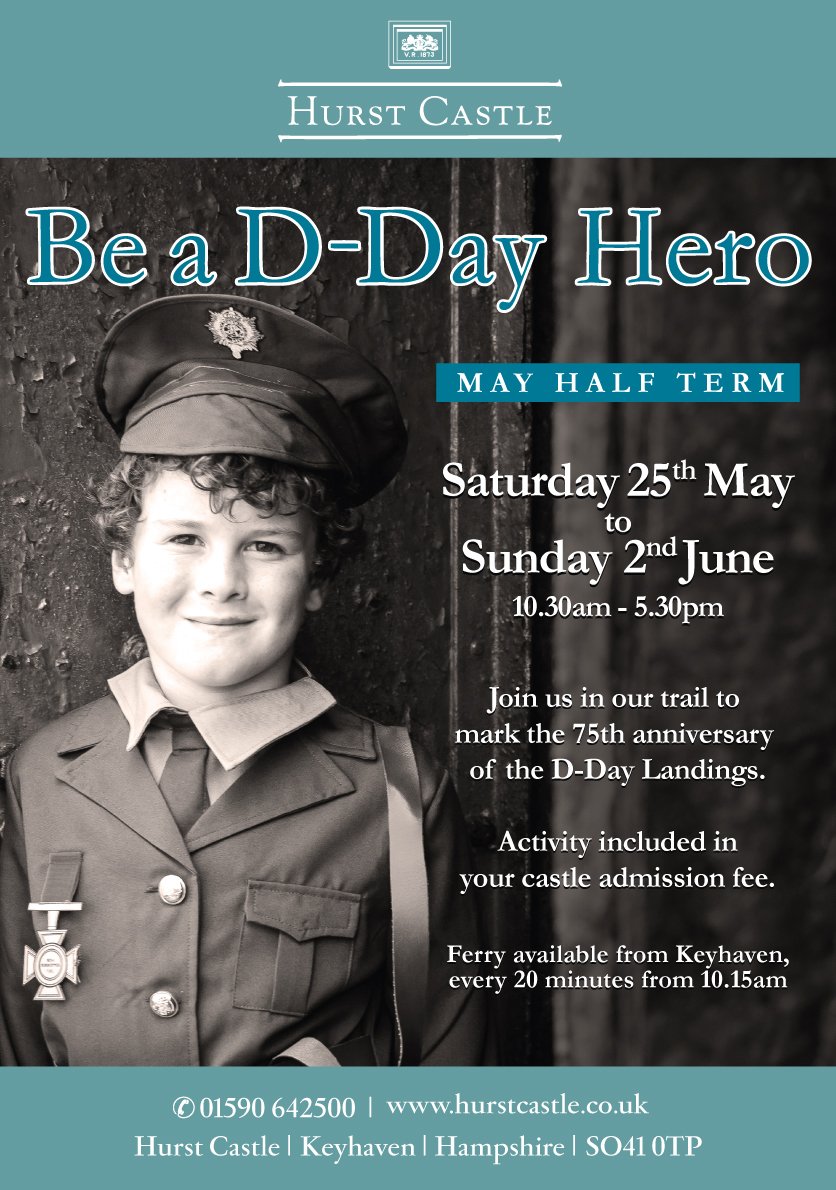 Join <a href="/TheHurstCastle/">Hurst Castle</a> in their trail to mark the 75th #anniversary of the #D-DayLandings this #halfterm 25th August - 2nd June. The #castle was built by #HenryVIII &amp; is thought to be one of the best preserved of Henry VIII’s castles! #HantsDaysOut  ow.ly/MFRa50unDFa