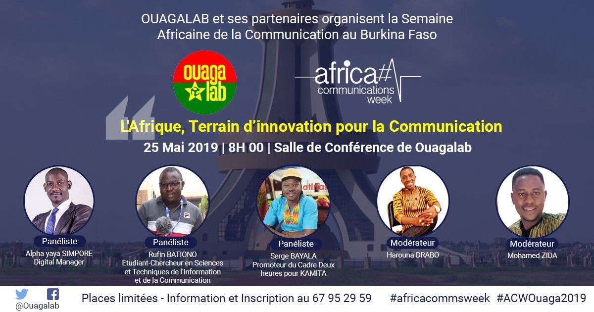 MaryseSam's tweet photo. @AfricaCommsWeek ���🇫 Édition burkinabé organisée par @ouagalab1 @IgorElwyn @HarounaSimbo @gilckris OUAGADOUGOU est dans la place ce matin! 🔥🔥🔥#ACWOuagadougou #BurkinaFaso @rochkaborepf @ministerecomdz @ISICA_UL @AmmcMaroc @globalmindcsltg @AacpNiger @FASOZINE @univouaga https://t.co/UdszF3urx6