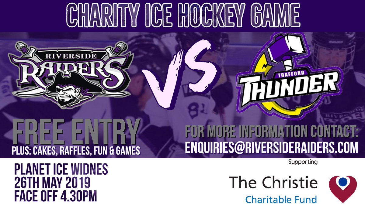 Want to support a #CharityHockeyGame but can’t attend the event?

Simple: Help us spread the word, #Retweet or tag a friend!

This Sunday: 🏒🥅
<a href="/raiderswidnes/">Riverside Raiders IHC</a> VS <a href="/ThunderIHC/">TraffordThunderIHC</a> in aid of <a href="/TheChristie/">The Christie Charity</a> 
#HockeyFamily