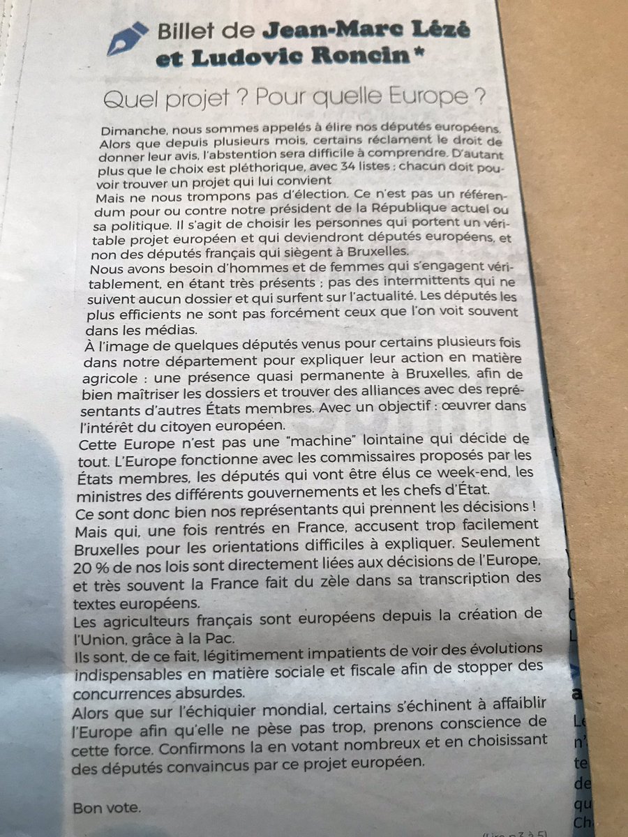 ChLambert_FICT's tweet photo. J-1❗️
 #OuiJeVote pour une Europe forte, apaisée et qui écoute ses #Citoyens 
Je vote pour élire le Parlement Européen, cœur battant de l’ #Europe 
Dans ma commune de Bouillé-Ménard (49) 🗳JE VOTE❗️
Et vous? 
Dans quelle commune allez-vous voter❓ https://t.co/u61tfQm6Sv