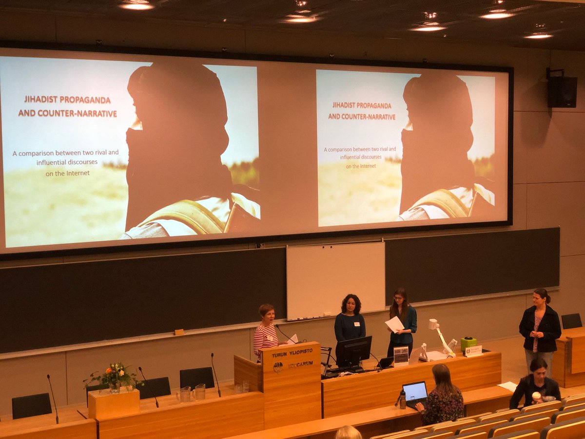 johnnyunger's tweet photo. Now the panel on Being influential in the digital sphere - starting with a talk on “Jihadist propaganda and counter-narrative: The rivalry between two influential discourses on the Internet” Laura Ascone and Laurène Renaut #ADDA2 https://t.co/6YNZk3udfP