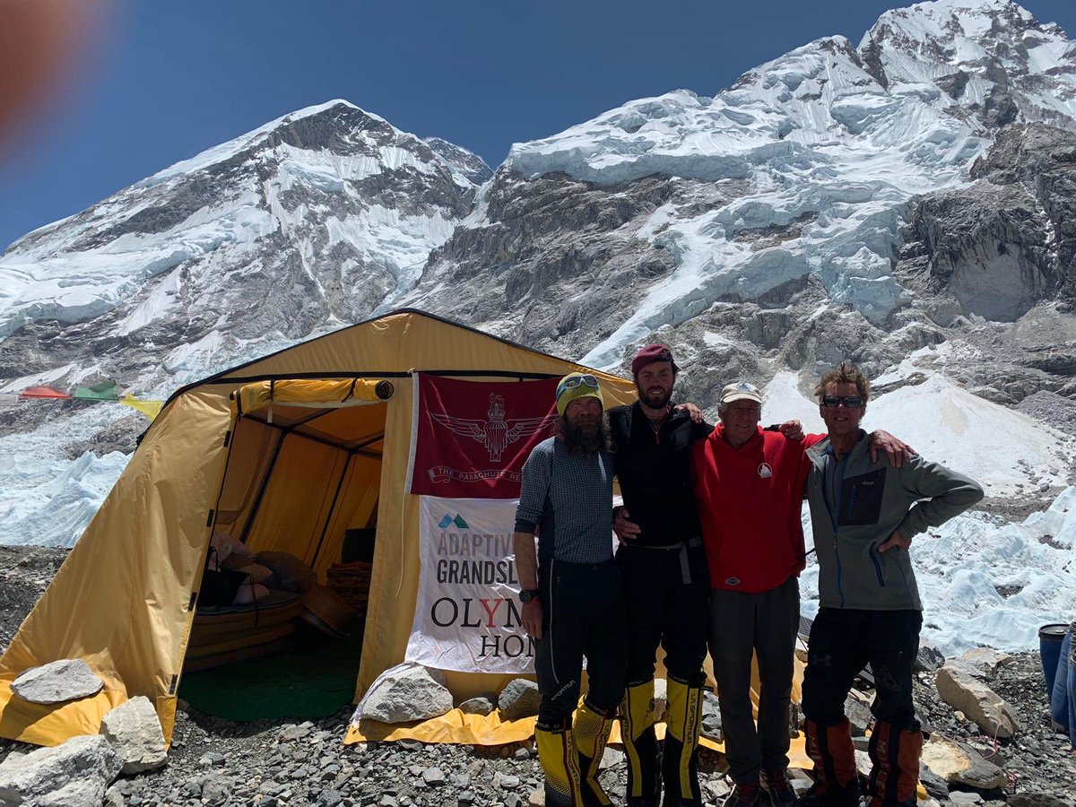 Martin on the summit of Everest on Thursday 23rd May at approx 0645 local time, and safely back at BC this morning with Russell, and his trusty guides Woody and Stephan. 
No more words required, other than he missed you Terry Byrne. 
More coming ! 
#adaptivegrandslam