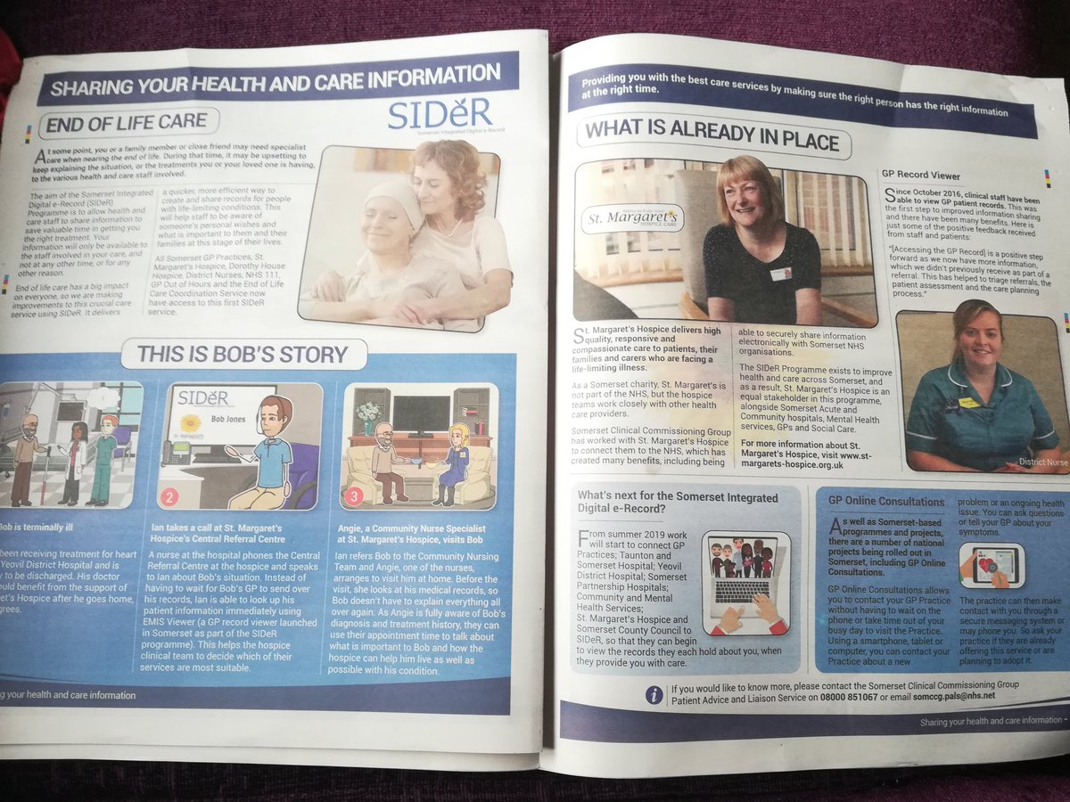 NHSSomersetDig's tweet photo. Well my copy of Your Somerset published by @SomersetCouncil arrived! Including our latest article on Sharing Your Health and Care Information. This edition is focussed on the first SIDeR service, a new way of creating and sharing End of Life records #RightInformationRightTime https://t.co/C1c9ZOppK6