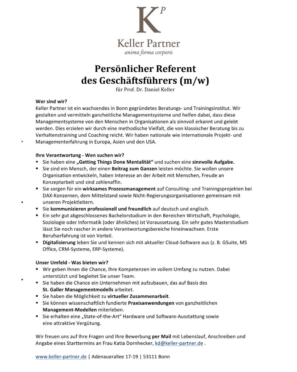 daniel_keller1's tweet photo. Persönlicher Referent für mich gesucht - eine spannende Generalisten-Aufgabe. Ich freue mich über's Liken, Teilen, und Weiterempfehlen. Vielen Dank.
#KellerPartner #newwork #meaning #remotework #leadership #management #training #coaching. https://t.co/KhjTdvsBA8