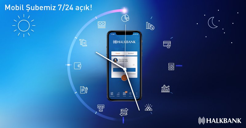 Halkbank's tweet photo. Saat kaç olursa olsun bankacılık işlemlerinizi Mobil Şubemiz ile kolay ve hızlı bir şekilde halledebilirsiniz. 📱 https://t.co/5yCPaQK4XI