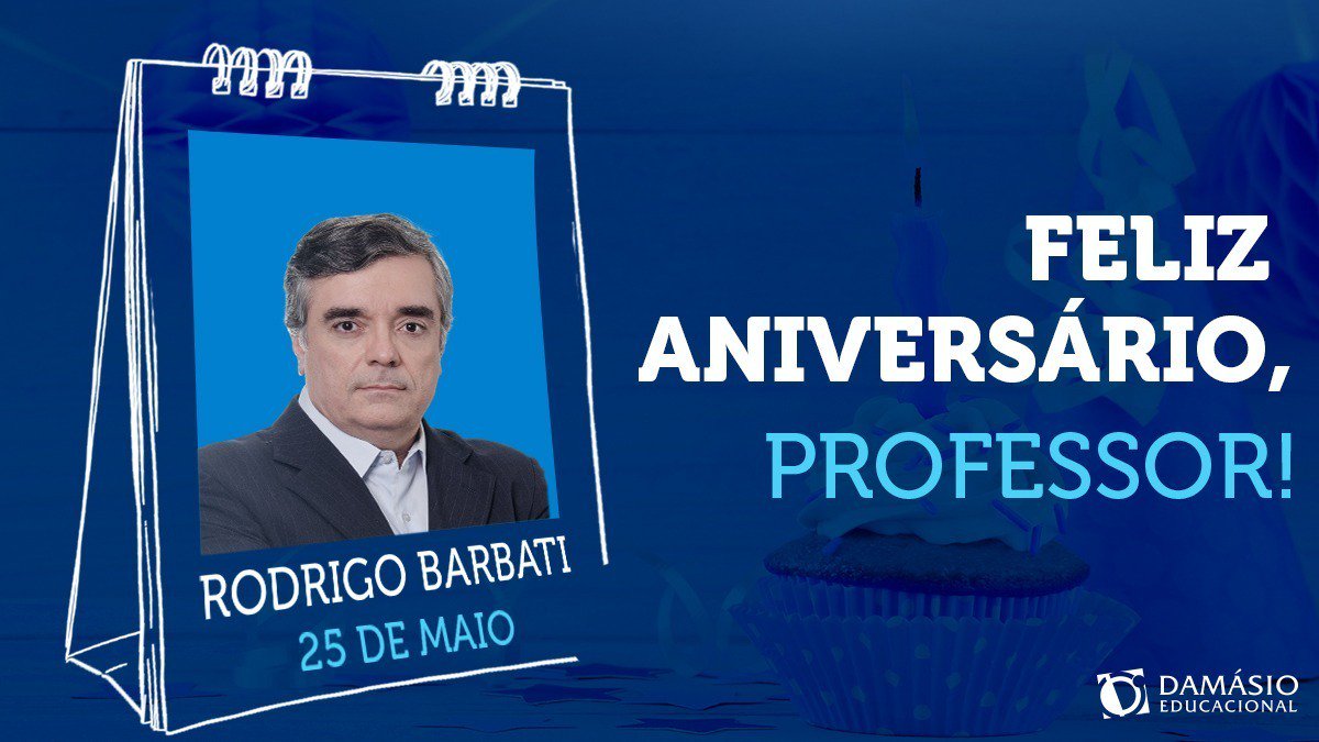 Parabéns, Prof. Rodrigo Barbati.
⠀
Nós, do Damásio, lhe desejamos um dia iluminado e repleto de alegria. 🎂🎁👏
⠀
#SouDamásio #OrgulhoEmSerDamásio