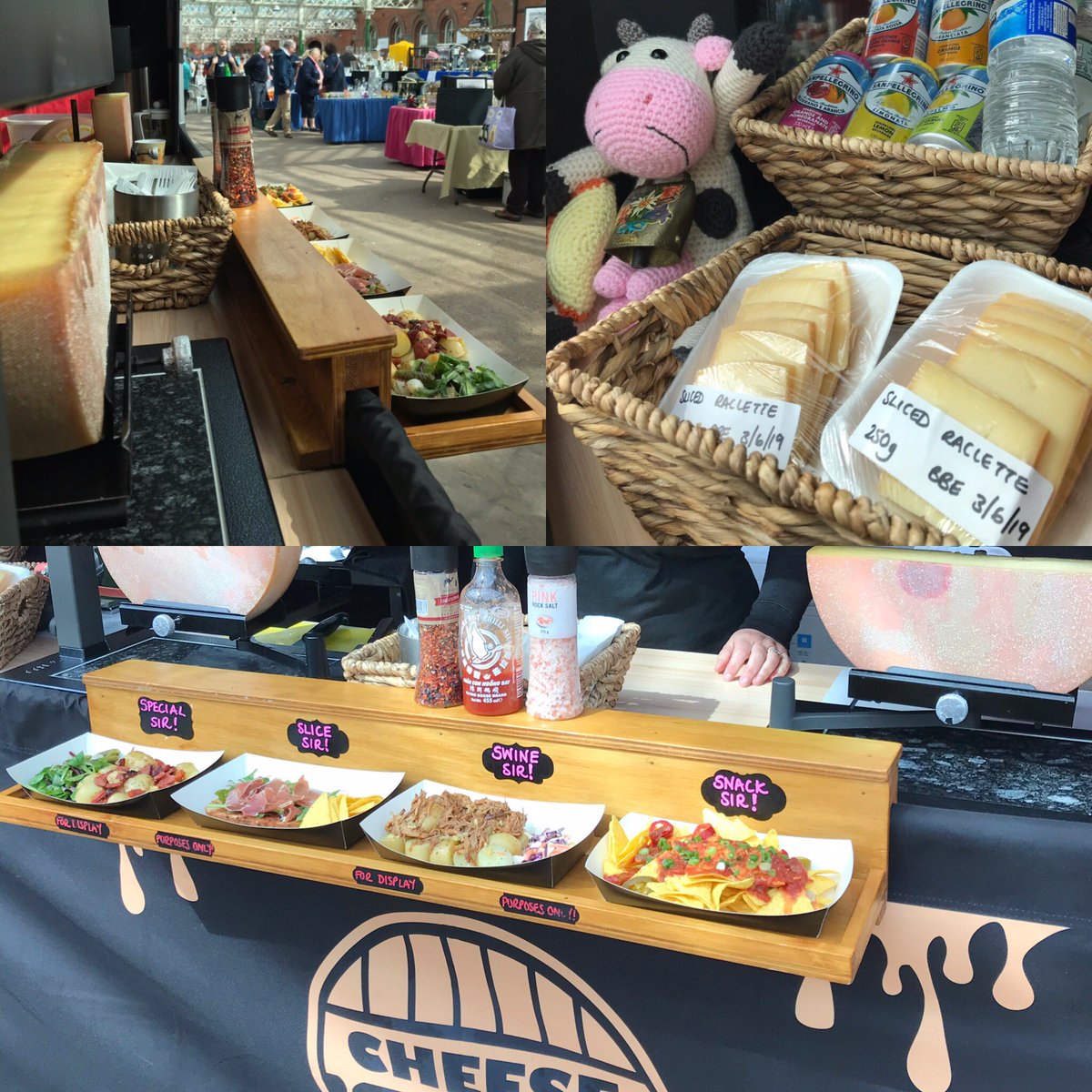 All ready @tynemouthmarket!! Remember along with our lovely meals you can also buy raclette slices so you can melt cheese at home!!! If you’re thirsty, we’ve got “posh” pop and “posh” water!! Here until 3pm today and tomorrow!! 🧀🧀🧀🧀🧀🧀🧀🧀🧀🧀🧀🧀