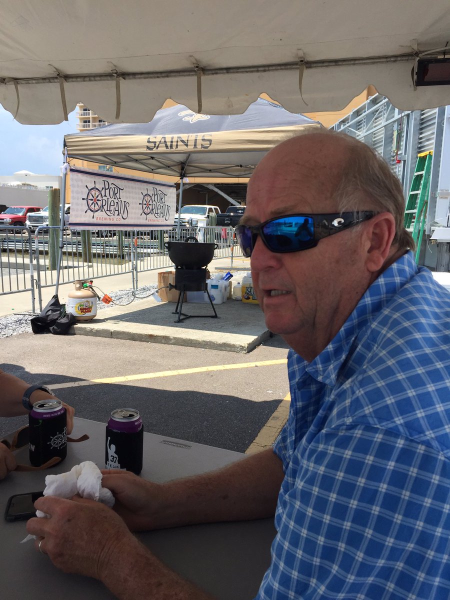 mgcbc's tweet photo. Tim Wold preparing the weigh station meal for the Kingmaster Biloxi crew. Tim’s Famous Jambalaya!! https://t.co/AfrbmIYSfD